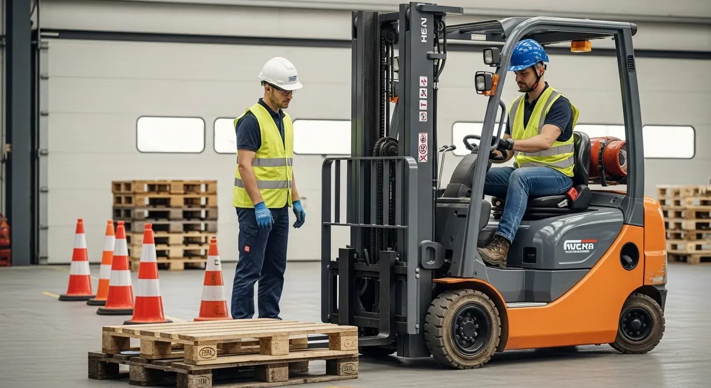 Empilhadeira elétrica em operação segura conforme NR-11